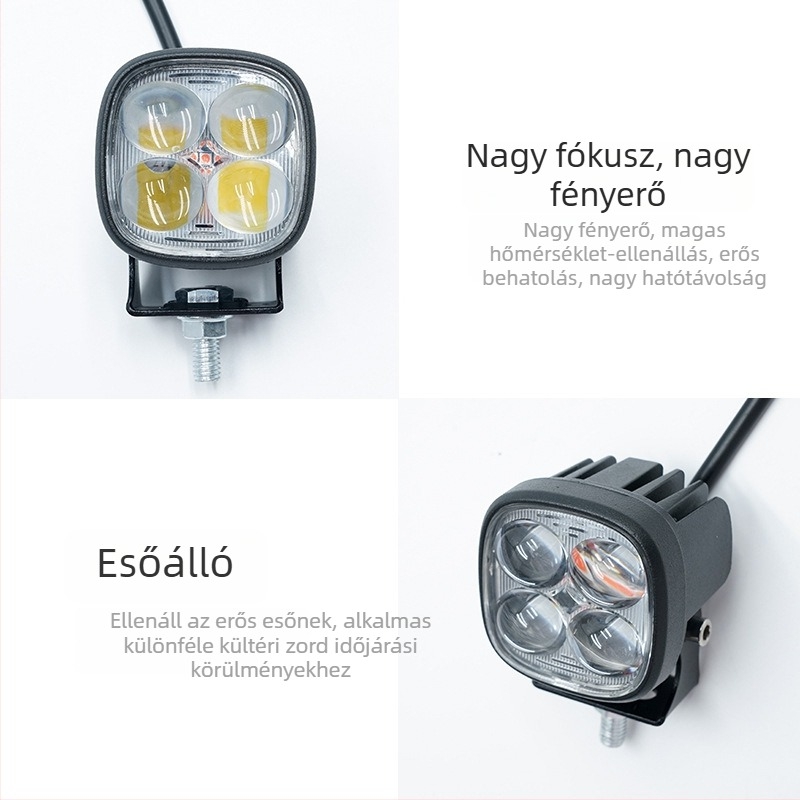 Mini LED reflektor motorkerékpárokhoz és terepjárókhoz, külső fényszóró lencsével
