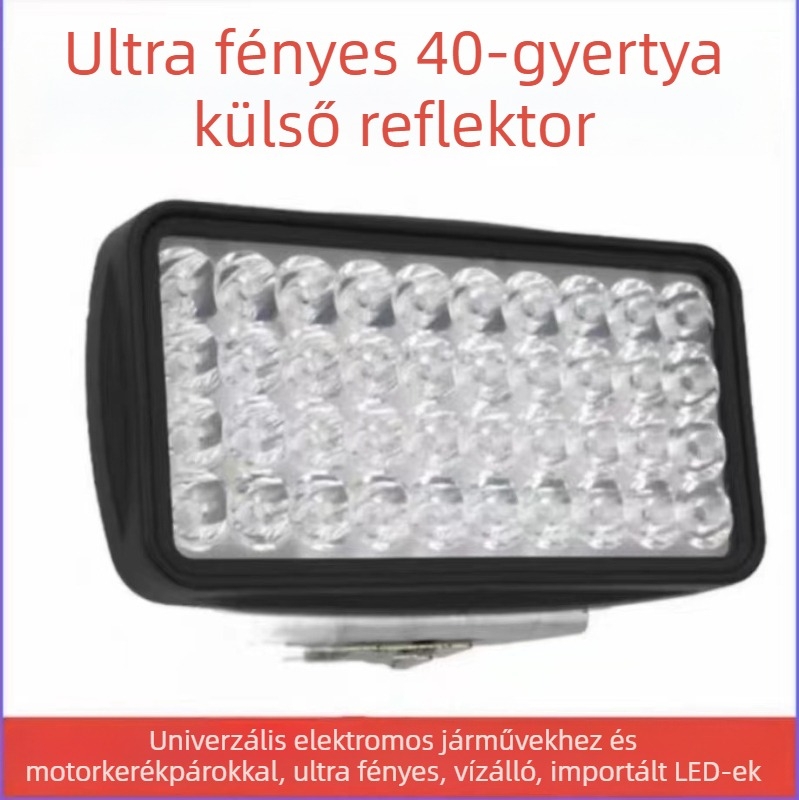 Elektromos motorkerékpár LED elsőfénye - 40 LED, vízálló, 12V