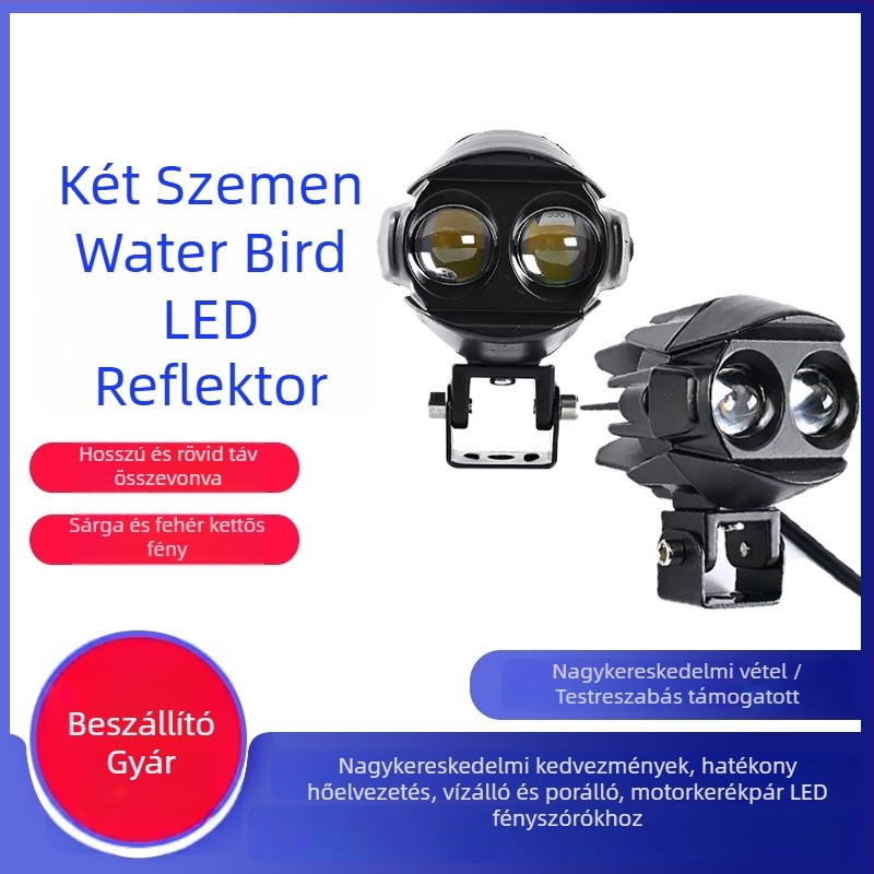 Waterfowl Eyes motorkerékpár LED spotlámpa, kettős LED, külső lencsével, 12–50V, 26.4W, 5000lm, IP68