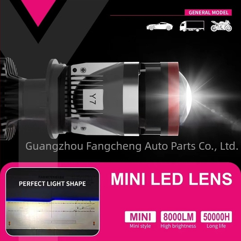 Y7D LED fényszórók fisheye lencsével, autókhoz és motorkerékpárokhoz, 50W, 12V, általános kompatibilitás, nagy fényerő