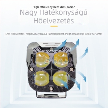 Négylevelű lóhere alakú LED motorkerékpár fényszóró lencse – külső LED spotfény, fehér és sárga fény, távoli és közel fényhez