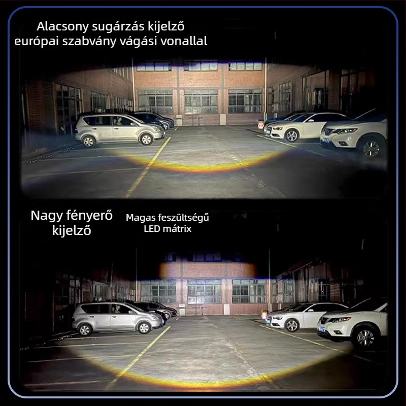 LED fényszóró motorkerékpárhoz lézerlencsével, nagy- és tompított fény, két színű, H4 dugaszolható