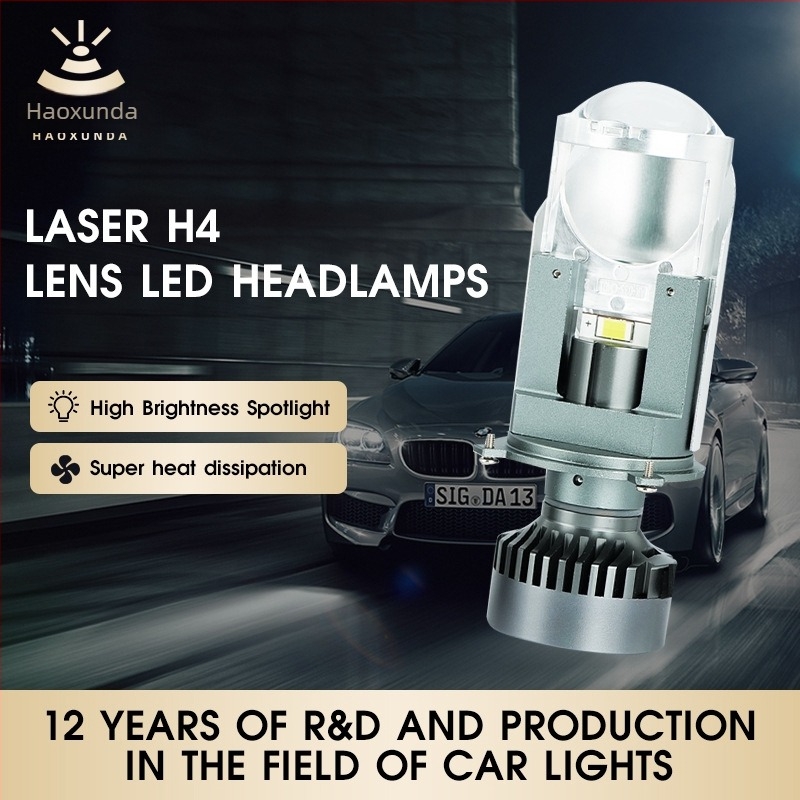Motorkerékpár LED fényszóró – integrált magas és alacsony sugárzású fény, H4 lencsével, 4000LM, 40W, IP68, Plug-and-Play