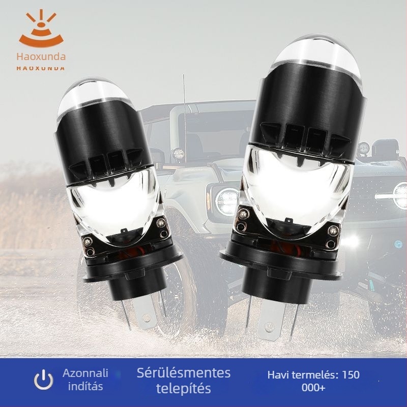 Motorkerékpár LED fényszóró – integrált magas és alacsony sugárzású fény, H4 lencsével, 4000LM, 40W, IP68, Plug-and-Play