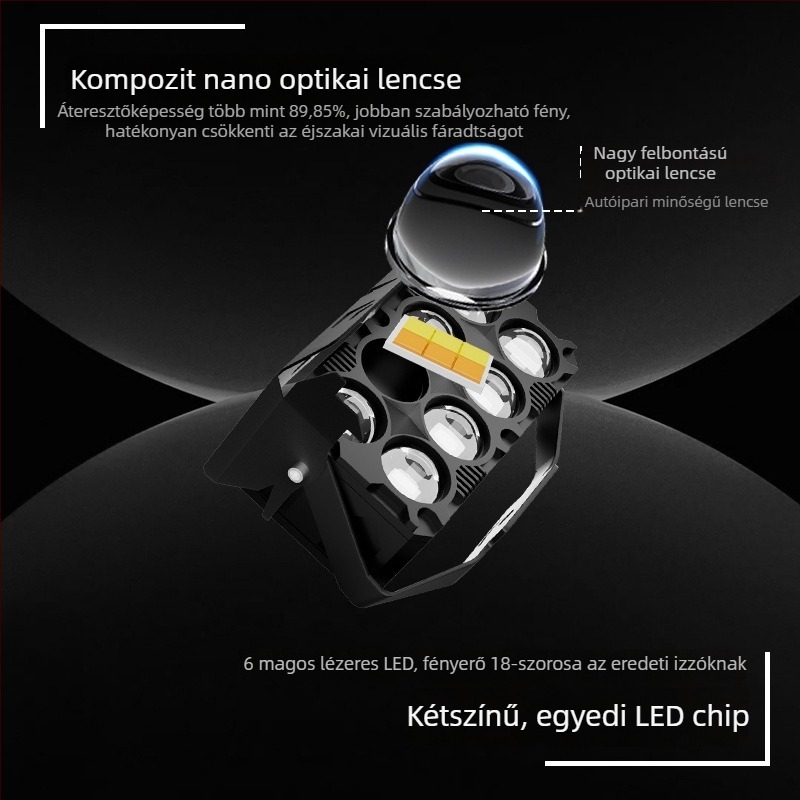 HAIZG Motorkerékpár LED fényszóró ventilátorral, 8 LED-del, sárga–fehér kettős szín, távoli és közeli fény