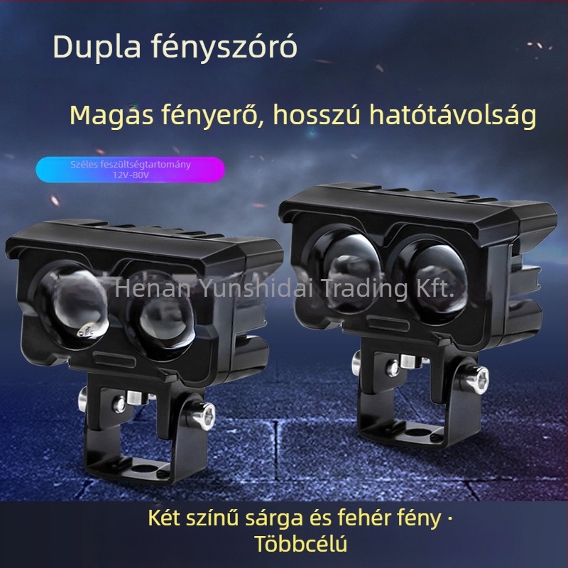 Motorkerékpár-fényszóró binokuláris lencsével – LED, 2000 lm, 12–36 V, 20 W, alumíniumötvözet