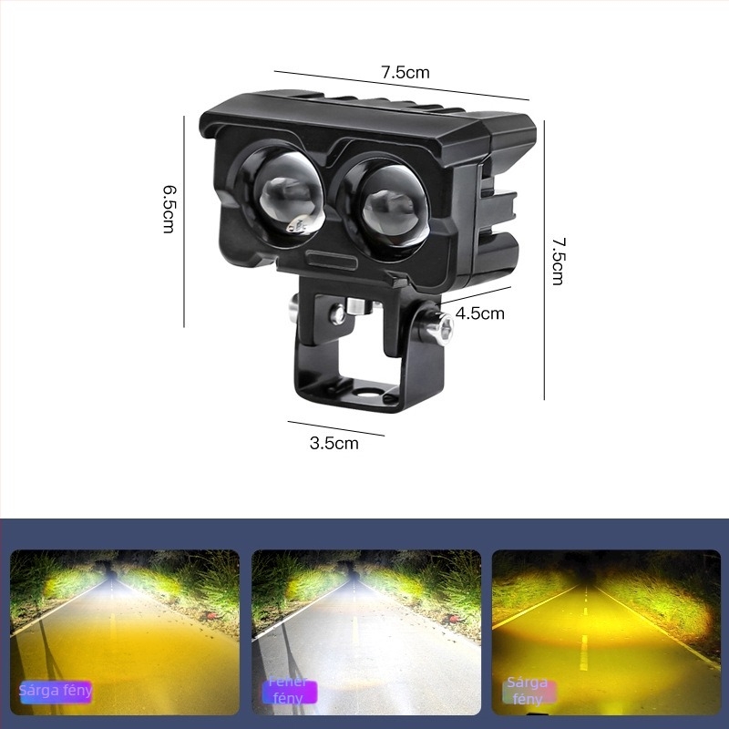 Motorkerékpár-fényszóró binokuláris lencsével – LED, 2000 lm, 12–36 V, 20 W, alumíniumötvözet