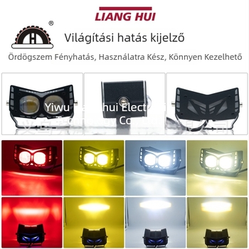 Motorkerékpár LED külső spotlámpa démoni szemekkel, 20W, 3000 lm, IP67 vízálló