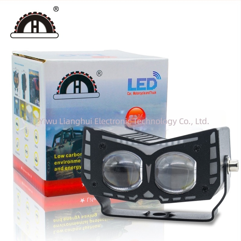 Motorkerékpár LED külső spotlámpa démoni szemekkel, 20W, 3000 lm, IP67 vízálló