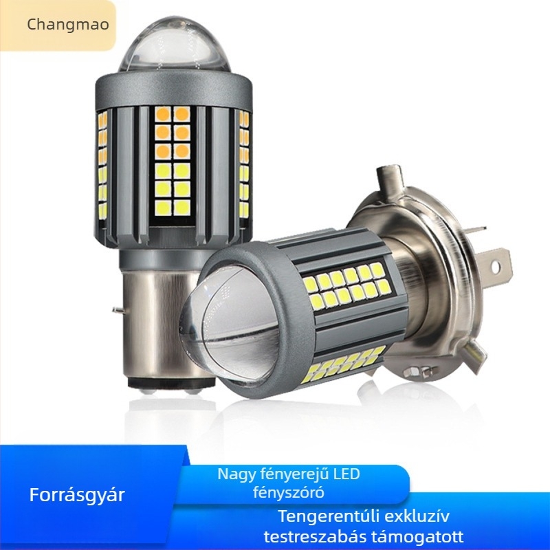 Motorkerékpár elülső LED lámpa kettős színű lencsével, univerzális 12-80V