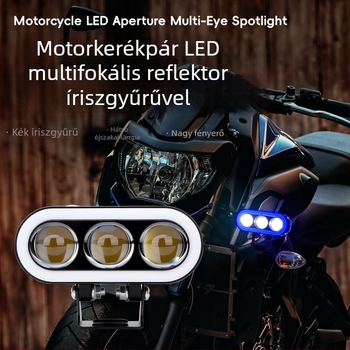 Motorkerékpár LED bi-színű fényszóró, fehér és sárga, lencsével