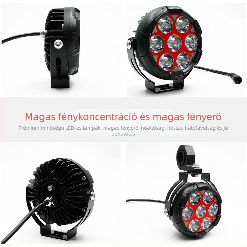 Motorkerékpár LED fényszóró kör lencsével, hét LED-del, 120W páranként, 8500lm, IP67, 10-80V