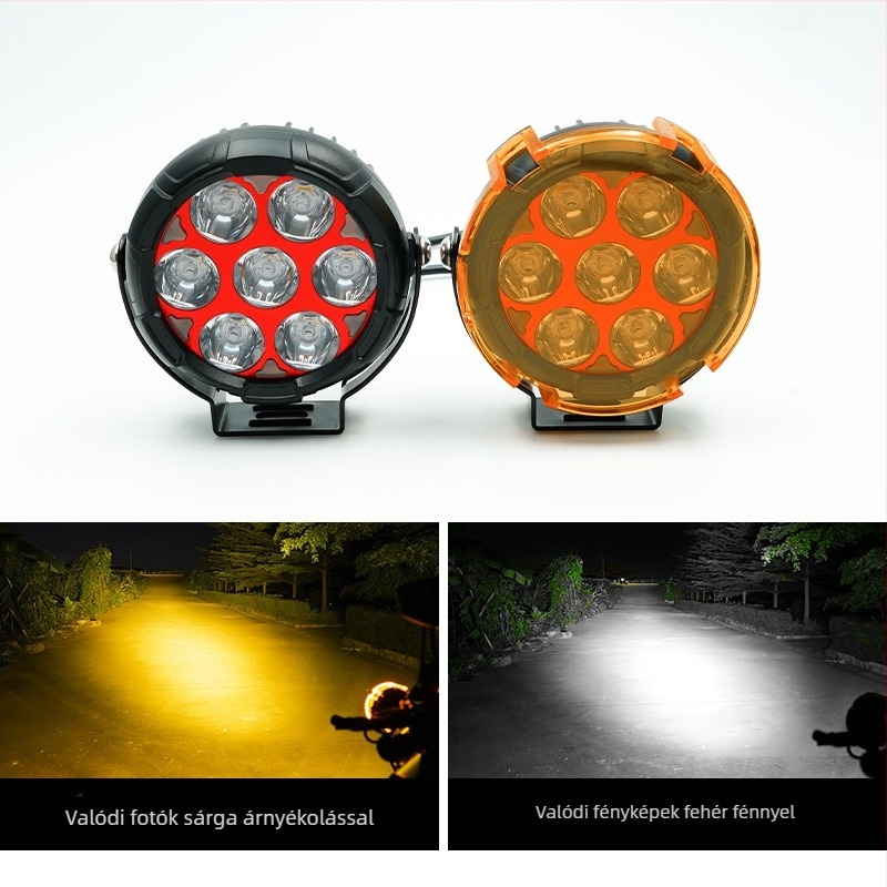 Motorkerékpár LED fényszóró kör lencsével, hét LED-del, 120W páranként, 8500lm, IP67, 10-80V