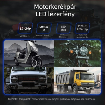 Motorkerékpár LED spotlámpa, 12-24V, IP67, LED 3570, alumínium ház, élettartam 50000 óra