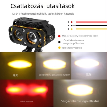 Motorkerékpár LED spotlámpa, 12-24V, IP67, LED 3570, alumínium ház, élettartam 50000 óra