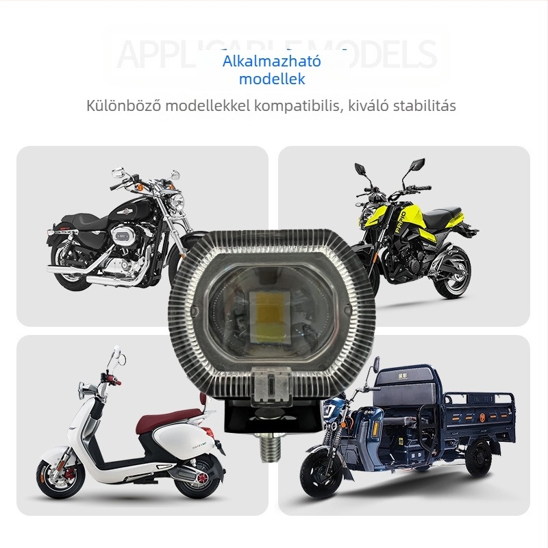 LED elsőfényszóró elektromos motorkerékpárhoz – vízálló előfényszóró, magas és alacsony fény, integrált ködfény