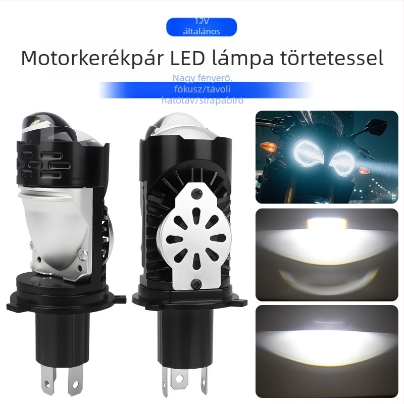 LED motorkerékpár lámpa H4, 12V, alumínium ház, LED fényforrás, élettartam 50000 h