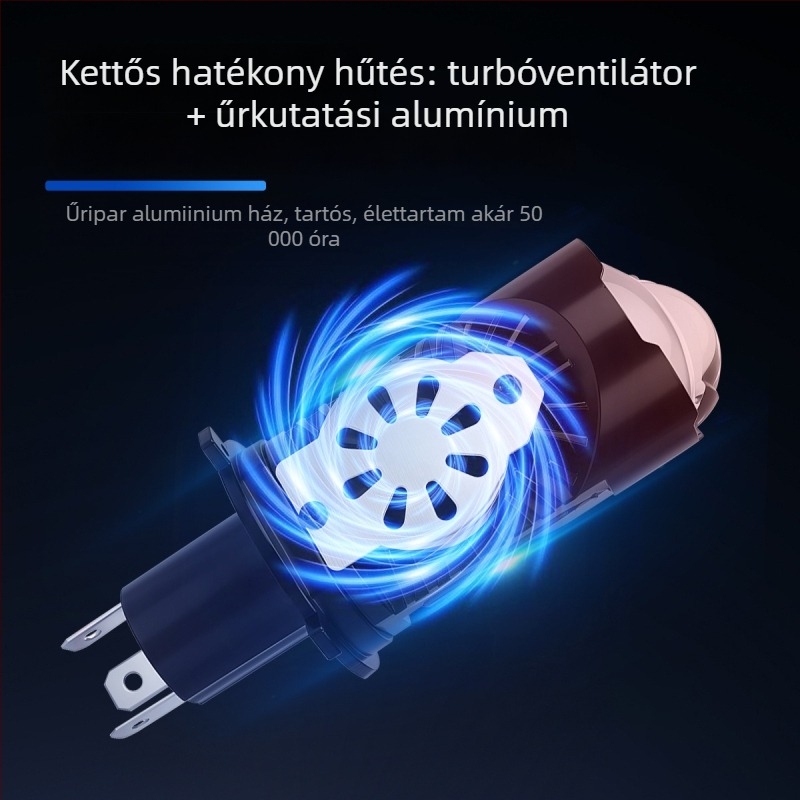 LED motorkerékpár lámpa H4, 12V, alumínium ház, LED fényforrás, élettartam 50000 h