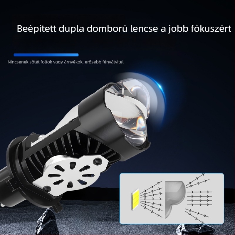 LED motorkerékpár lámpa H4, 12V, alumínium ház, LED fényforrás, élettartam 50000 h