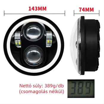 5,75 colos LED fényszóró, 4 LED-del, 60W, Angel Eye, off-road motorkerékpárhoz