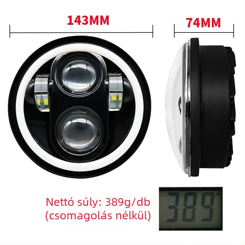 5,75 colos LED fényszóró, 4 LED-del, 60W, Angel Eye, off-road motorkerékpárhoz