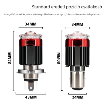Két színű villogó démon-szemű LED motorkerékpár fényszóró, H4 lencsével, közel- és távoli fény, módosított LED izzó