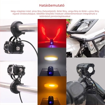 Külső LED reflektor villogóval motorkerékpárok és elektromos járművek számára, kompakt lézeres fényszóró