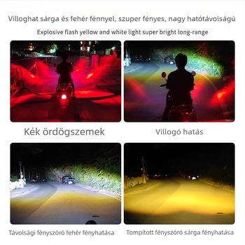 Külső LED reflektor villogóval motorkerékpárok és elektromos járművek számára, kompakt lézeres fényszóró