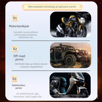 6-lencsés motorkerékpár LED reflektor, 40W, 12-80V, alumíniumötvözet ház, fedéllel, Modell G11