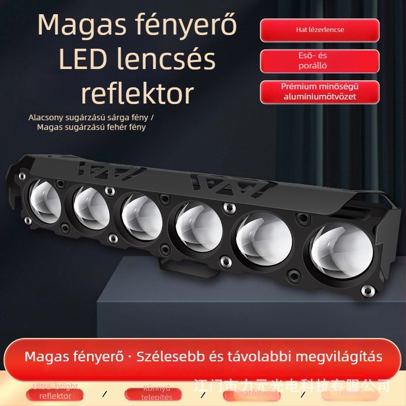 6-lencsés motorkerékpár LED reflektor, 40W, 12-80V, alumíniumötvözet ház, fedéllel, Modell G11