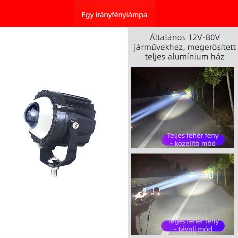 LED Reflektor elektromos járművekhez és motorkerékpárokhoz, univerzális 12V–80V, magas fénycsóva, nagy lencse