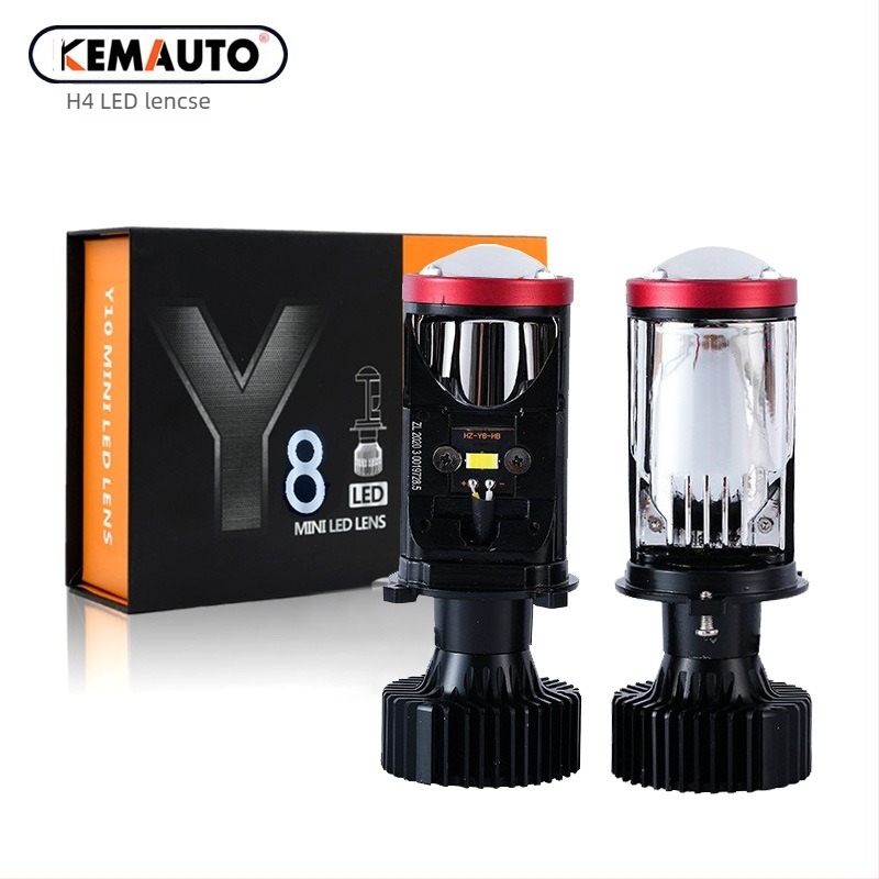 Y8 LED fényszóró H4 autókhoz és motorkerékpárokhoz, mini fish-eye fókusz, tangens sugarú fény