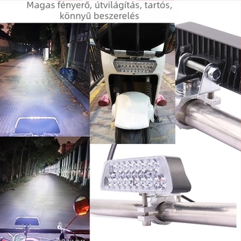 LED fényszóró elektromos járművekhez külső felszereléssel, 12–72V, háromkerekű járművekhez, lencsével
