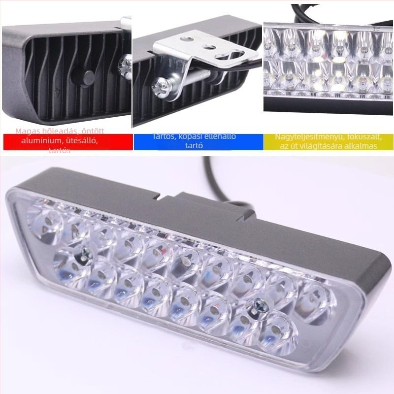 LED fényszóró elektromos járművekhez külső felszereléssel, 12–72V, háromkerekű járművekhez, lencsével