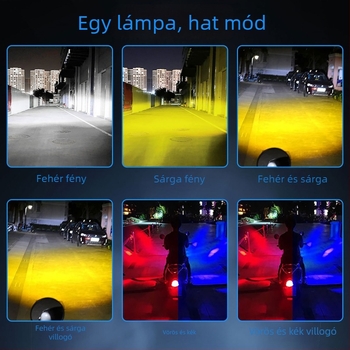 Háromoldalú négylevelű lóhere LED motorkerékpár-fényszóró, 12V, IP67, alumínium ház, 3570 LED