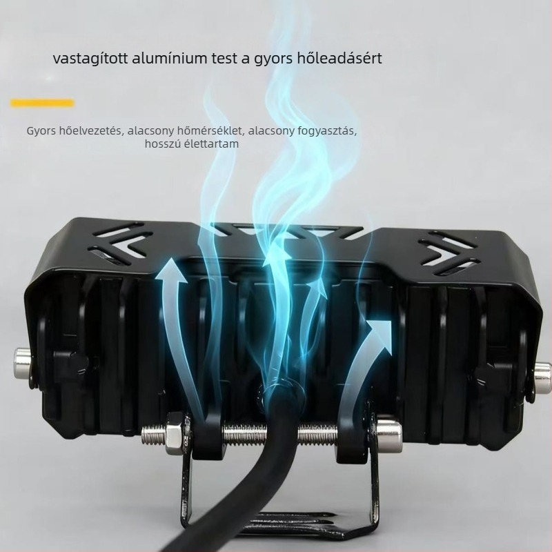 Háromszemű külső motorkerékpár spotlámpa, LED fény, alumínium ház, vízálló, 9-30V, 2000 lm