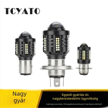 TCYATO LED motorkerékpár fényszóró lencse H4, fekete Angel Eye, nagy teljesítmény, sárga fény