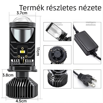 H4 LED fényszóró kis lencsével, bal oldali kormányzáshoz, alumínium ház, IP68, 6000K, autók és motorkerékpárok számára