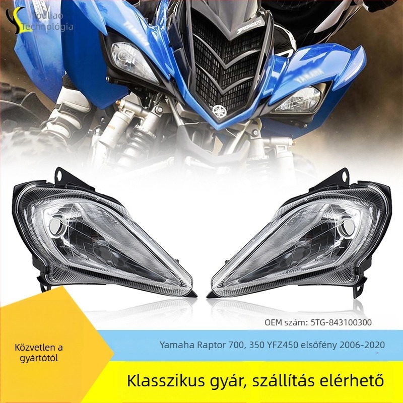 ATV fényszóró Yamaha Raptor 700/350 YFZ450 (2006-2020), modell ATV-28, kiegészítő 5TG-84310-03-00, ABS+PC ház, PC fényszóró fedél
