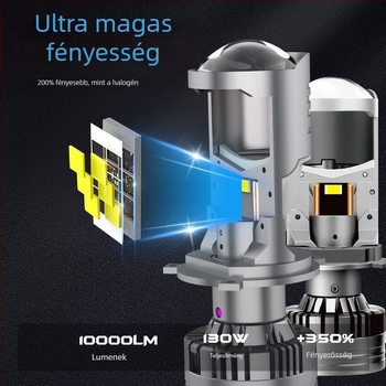 H4 LED autólámpa kettős lencsével, modell T90, 6000 lm, 12-24 V, IP68