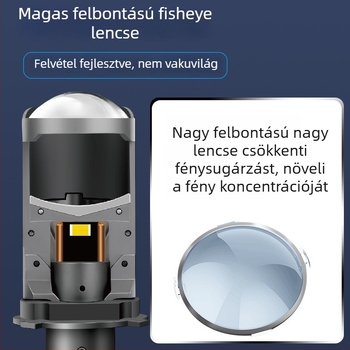 H4 LED autólámpa kettős lencsével, modell T90, 6000 lm, 12-24 V, IP68