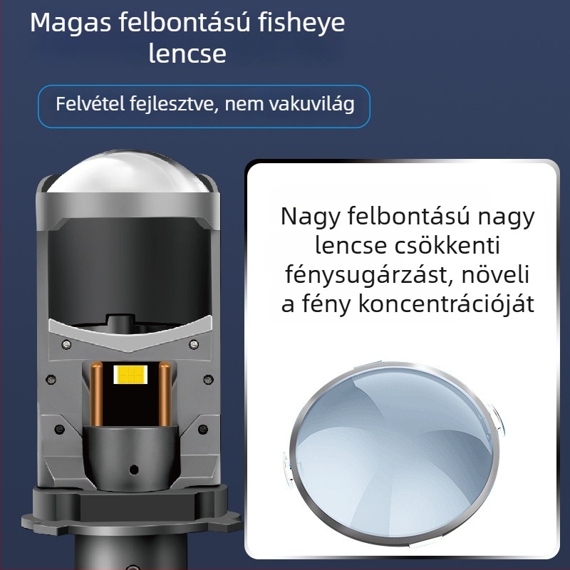 H4 LED autólámpa kettős lencsével, modell T90, 6000 lm, 12-24 V, IP68
