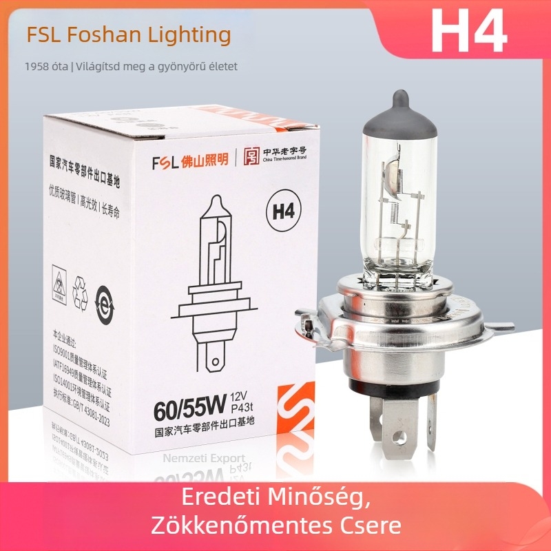 Foshan Lighting H4 integrált távoli- és közelfény halogén izzó, 12V autó és motorkerékpár, 24V teherautó, 100W