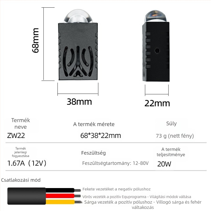 Autógrill LED spotlámpa - Alumínium, LED, 20W, DC 12-80V, IP67