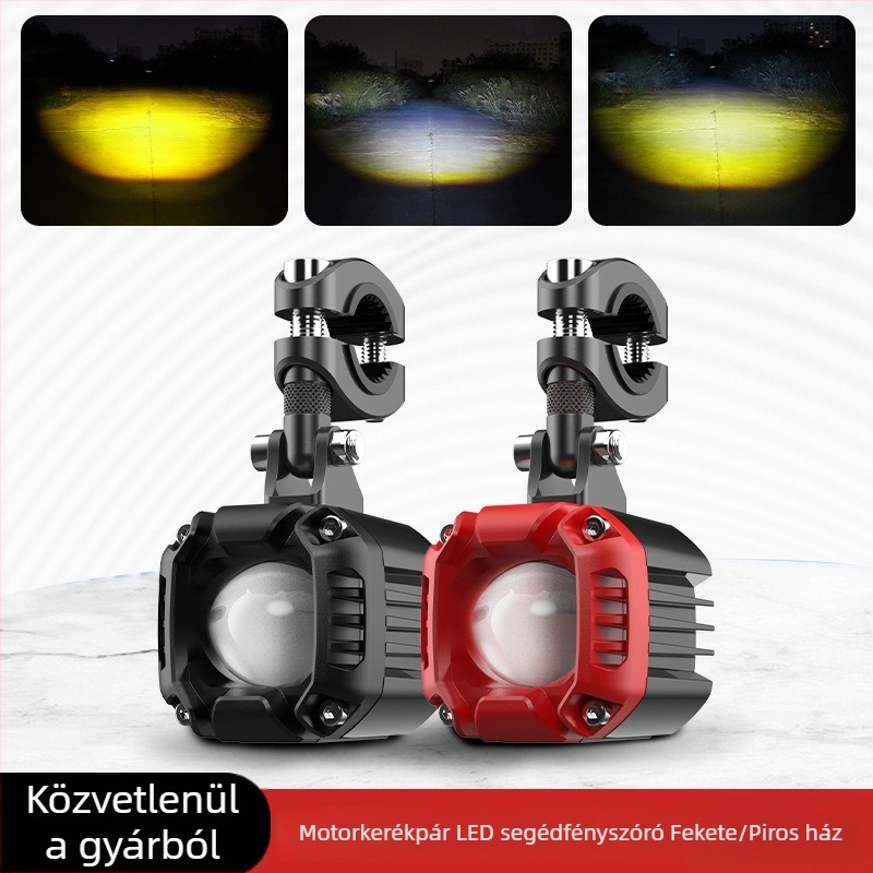 LED kettős színű spotlámpa motorkerékpárhoz és elektromos járműhöz — magas és alacsony fénycsóva, terepjáró első világítás, vízálló, nagy fényerő