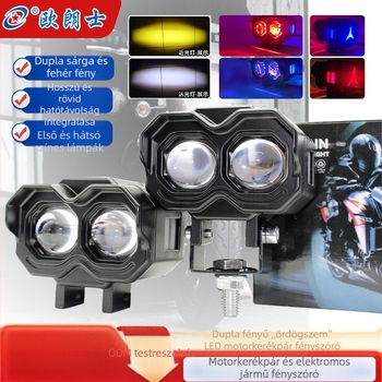 Univerzális LED motorkerékpár spotlámpa – külső, ultra‑fényes Evil Eye stílusú fényszóró, integrált magas- és közelfényével elektromos járművekhez