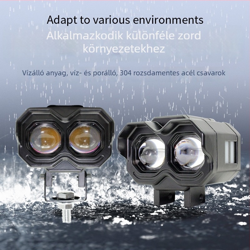 Univerzális LED motorkerékpár spotlámpa – külső, ultra‑fényes Evil Eye stílusú fényszóró, integrált magas- és közelfényével elektromos járművekhez