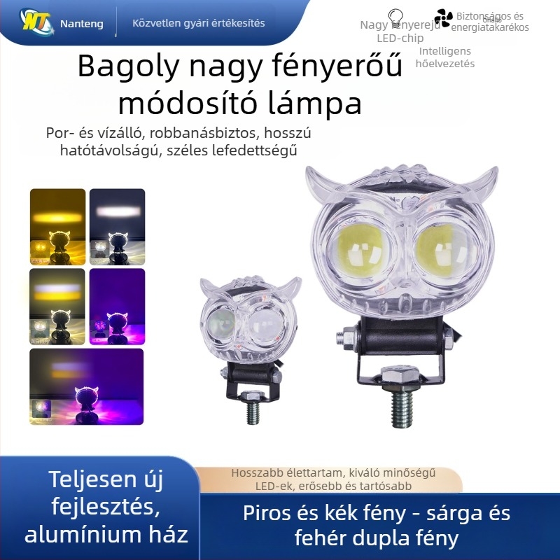 Nanteng 12W LED Reflektor motorkerékpárokhoz és elektromos járművekhez, alumíniumötvözetes test, 12–80V DC, IP67 vízálló, 5000 lm