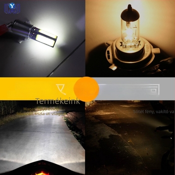 Motorkerékpár LED fényszóró BA20D COB, négyoldalas, magas/alsó fény, 800LM, 9–60V, alumínium ház