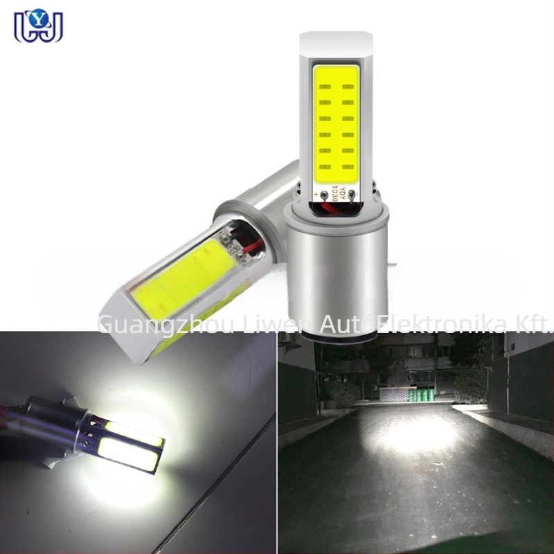 Motorkerékpár LED fényszóró BA20D COB, négyoldalas, magas/alsó fény, 800LM, 9–60V, alumínium ház